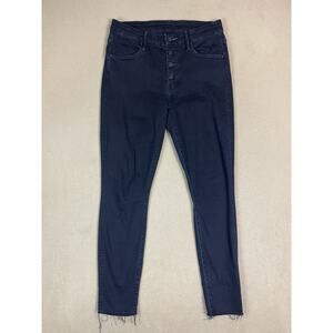 Mother Jeans Womens 28 Dark Blue The‎ Pixie Ankle Fray Mid Rise Button Fly Denim